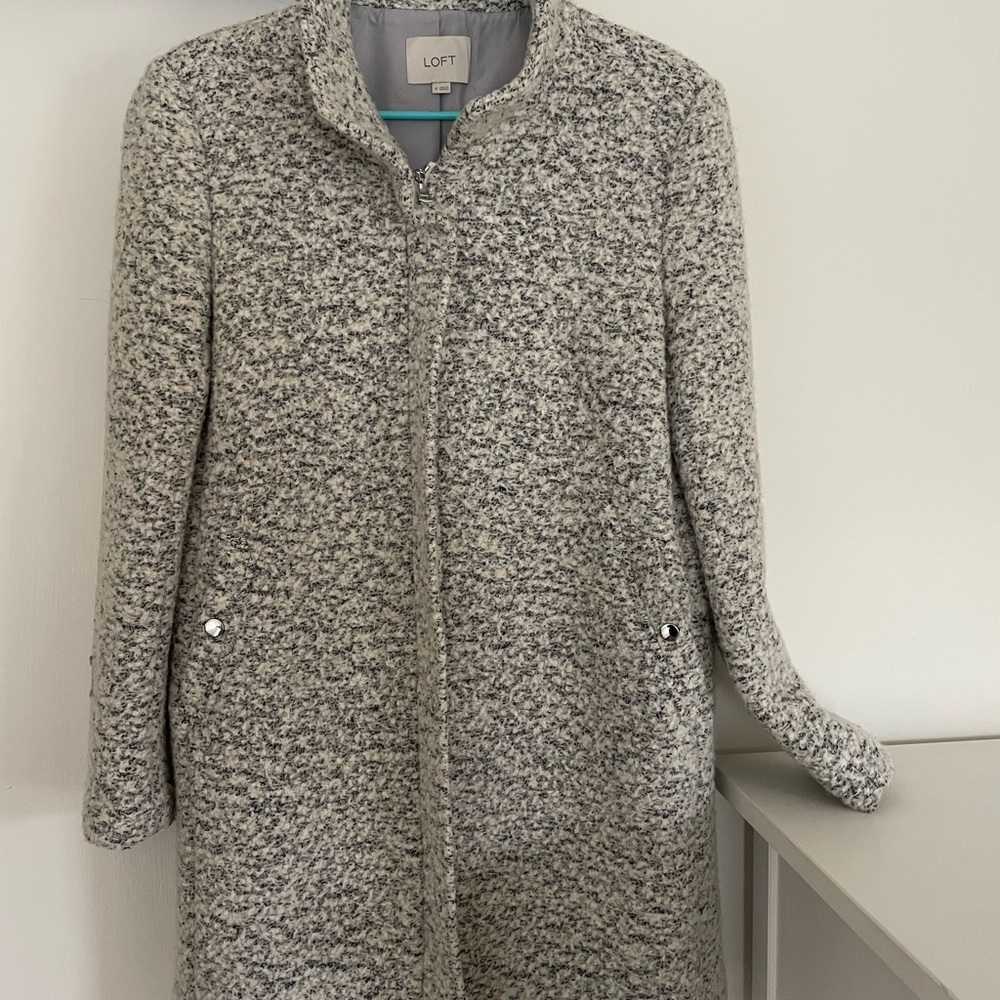 LOFT Women's Light Grey Heather Peacoat